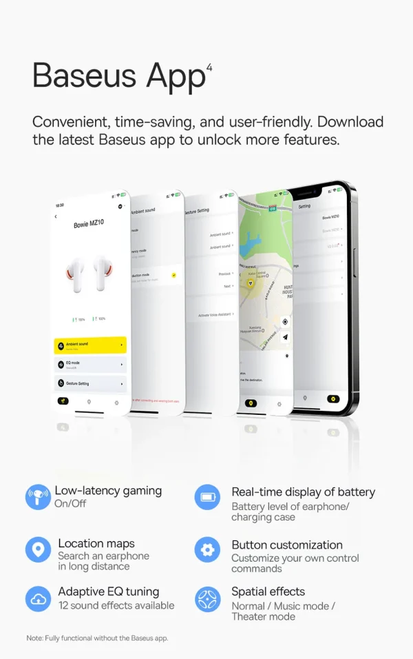 Baseus Bowie MZ10 True Wireless Earphones - Black - Image 8