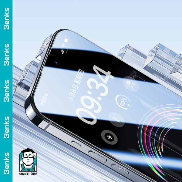 iPhone 15 Pro Glass Screen Protector V Pro Series by Benks Full Size Tempered Glass With 3D Curved Edge - 1 PACK - 6948005993979 - Image 4