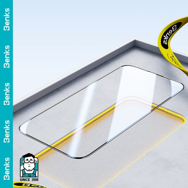 iPhone 15 Pro Glass Screen Protector V Pro Series by Benks Full Size Tempered Glass With 3D Curved Edge - 1 PACK - 6948005993979 - Image 2