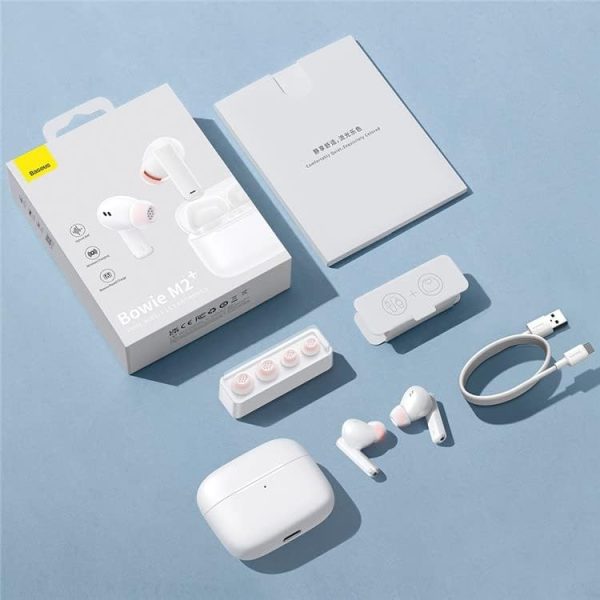 Baseus Bowie M2 Plus with ANC True Wireless Earphones - White - Image 2