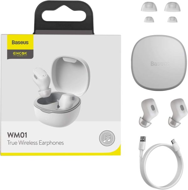 Baseus Encok Wm01 True Wireless Earphone - White - Image 4