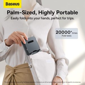 Baseus Desktop Biaxial Foldable Metal Stand For Phones - Grey - Image 4