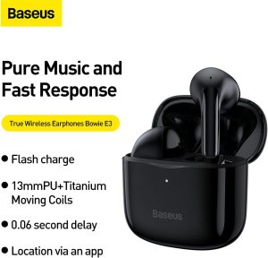 Baseus Wireless Earphone Bowie E3 - Black - Image 3