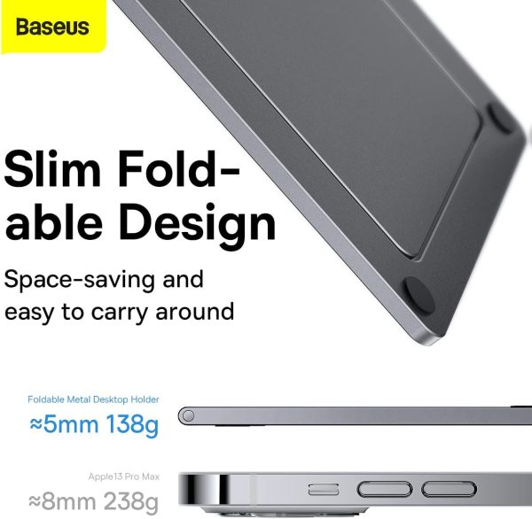 Baseus Foldable Metal Desktop Holder - Gray - Image 2