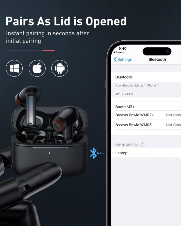 61Wdl93ndSL._AC_SL1500_ Baseus Bowie M2 Plus with ANC True Wireless Earphones - Black - Image 2
