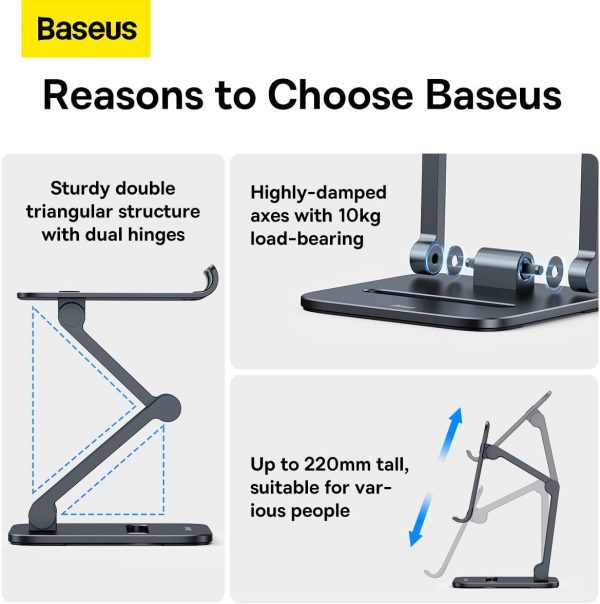 Baseus Desktop Biaxial Foldable Metal Stand For Phones - Grey - Image 3