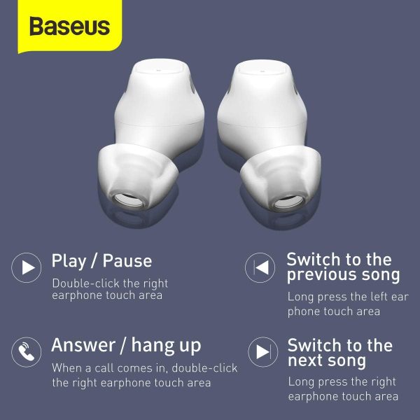 Baseus Encok Wm01 True Wireless Earphone - White - Image 2