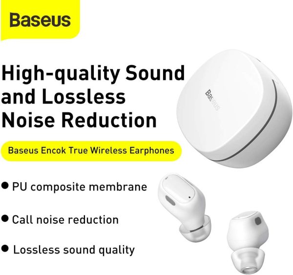 Baseus Encok Wm01 True Wireless Earphone - White - Image 3