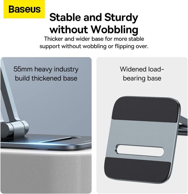 Baseus Desktop Biaxial Foldable Metal Stand For Phones - Grey - Image 5
