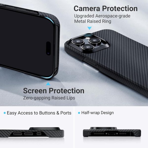 712tqU9e2nL._AC_SL1500_ iPhone 15 Pro Max PITAKA MagEZ Case 4 Aramid Fiber Fusion - Black / Grey Twill - Image 8