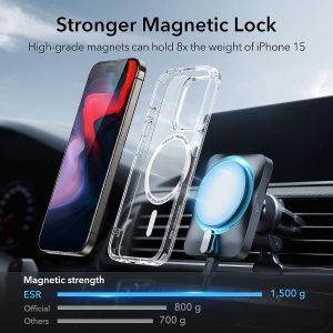 iPhone 15 Pro Max ESR Classic Hybrid Case with HaloLock Magsafe Compatible - Clear Blue - BIS - Image 4