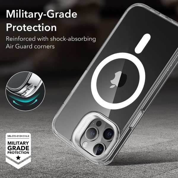 iPhone 15 Pro Max ESR Classic Hybrid Case with Stash Stand HaloLock Magsafe Compatible - Clear - Image 2