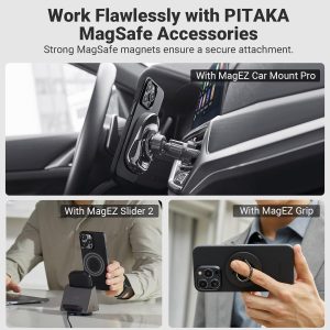 iPhone 15 Pro Max PITAKA MagEZ Case 4 Aramid Fiber Fusion - Black / Grey Twill - Image 5