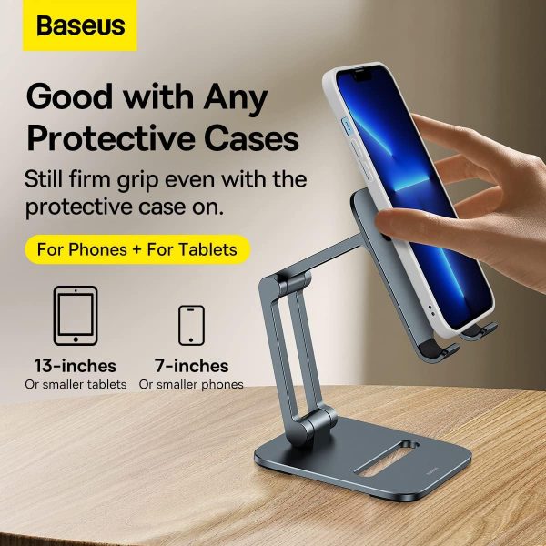 Baseus Desktop Biaxial Foldable Metal Stand For Phones - Grey - Image 6