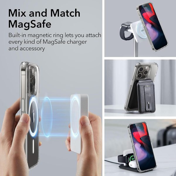 71w0Za0goEL._AC_SL1500_ iPhone 15 Pro Max ESR Classic Hybrid Case with HaloLock Magsafe Compatible - Clear Black - BIS - Image 3