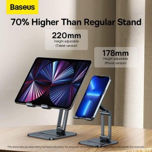 Baseus Desktop Biaxial Foldable Metal Stand For Phones - Grey - Image 7