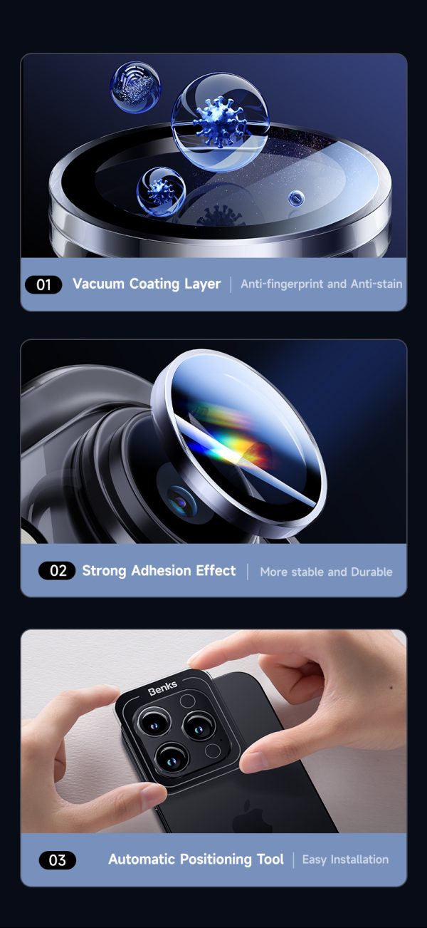 iPhone 15 Pro Max / iPhone 15 Pro Sapphire Coated Camera Lens Protector - 1 PACK - 6948005994143 - Image 10