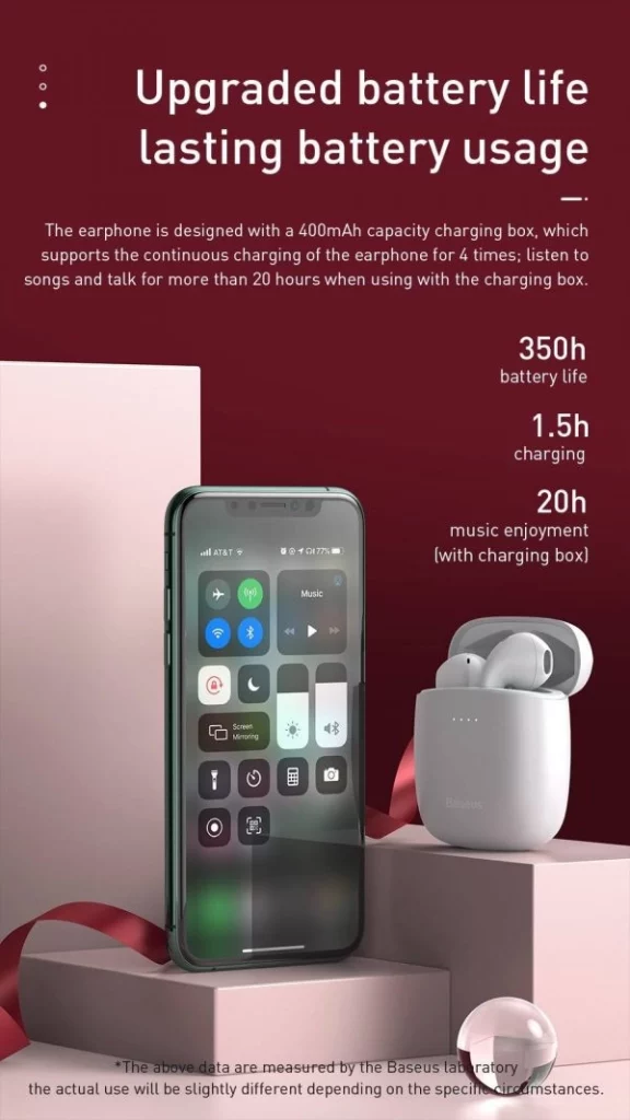 Baseus Encok W04 Wireless Earphone - White - Image 4