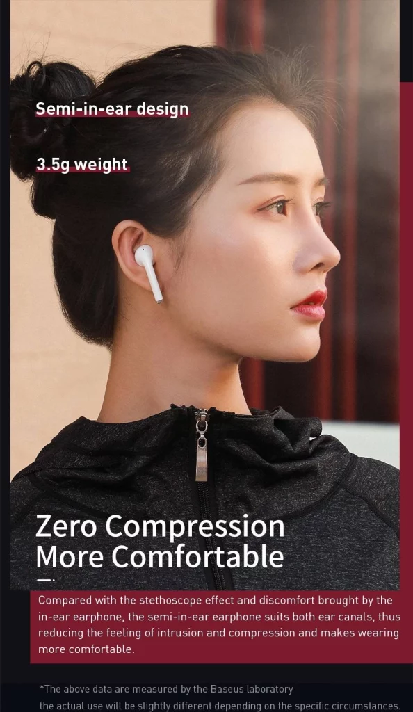 Baseus Encok W04 Wireless Earphone - White - Image 5
