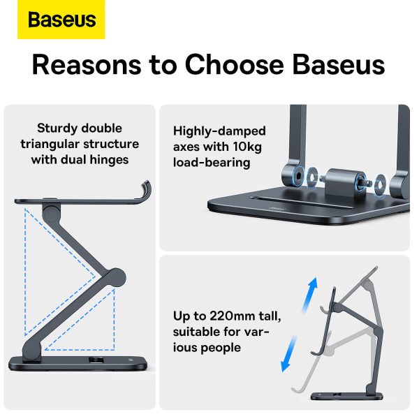 Baseus Desktop Biaxial Foldable Metal Stand For Tablets - Grey - Image 6