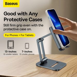 Baseus Desktop Biaxial Foldable Metal Stand For Tablets - Grey - Image 2