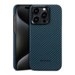 iPhone 15 Pro PITAKA MagEZ Case 4 Aramid Fiber Fusion - Black / Blue Twill