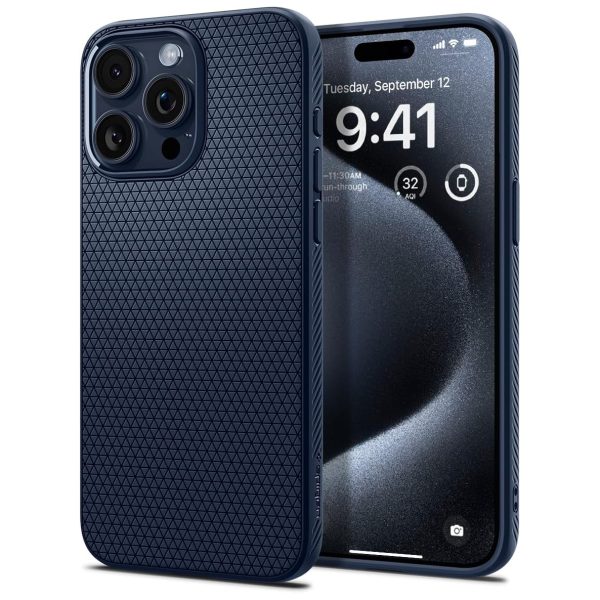 15 pro liquid air navy blue spigen Apple iPhone 15 Pro Liquid Air Case by Spigen - ACS06705 - Navy Blue - Image 1