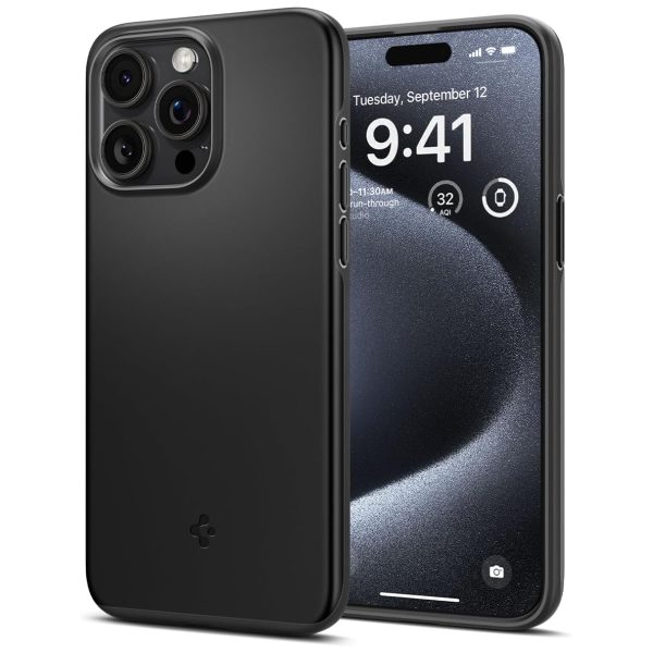 15 pro max thin fit case spigen mattte black Apple iPhone 15 Pro Max Thin Fit matte black