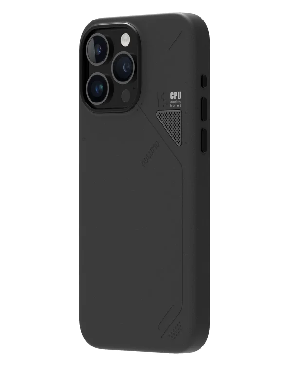 iPhone 15 Pro Max A15 Vegan Leather Case by Aulumu with Unique Cooling Window Design MagSafe Compatible - Black - Image 3