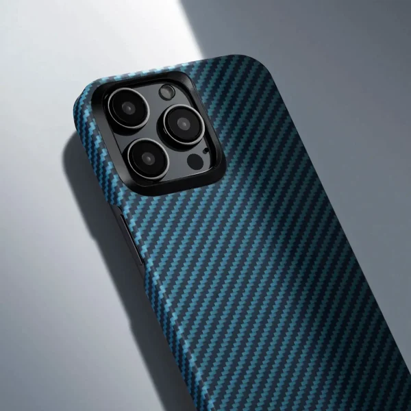 5_ef6b6e73-b344-42f6-9c8f-ae659569e8d2 iPhone 15 Pro Max PITAKA MagEZ Case 4 Aramid Fiber Fusion - Black / Blue Twill - Image 3