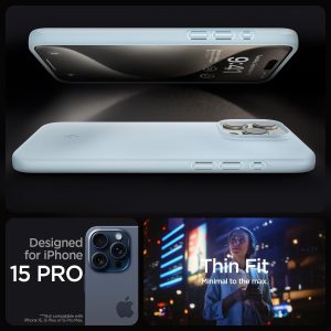 Apple iPhone 15 Pro Thin Fit Case by Spigen - ACS06693 - Mute Blue - Image 7