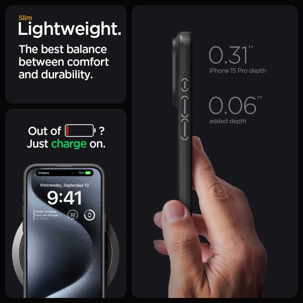 Apple iPhone 15 Pro Thin Fit Case by Spigen - ACS06686 - Black - Image 3