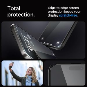 Apple iPhone 15 Pro GLAStR EZ Fit Screen Protector Case Friendly by Spigen - Full Cover Black - 2 PACK - AGL06893 - Image 5