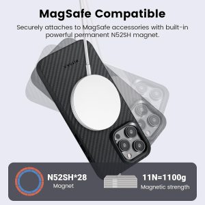 iPhone 15 Pro Max MagEZ Case Pro 4 Full Coverage Aramid Fiber Case - Black / Grey Twill - 1500D - Image 2