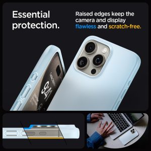 Apple iPhone 15 Pro Thin Fit Case by Spigen - ACS06693 - Mute Blue - Image 4