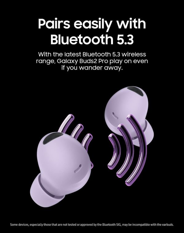 61Sw+wG3EBL._AC_SL1500_ Galaxy Buds 2 Pro 2022 Version True Wireless Bluetooth Earbuds w/Noise Cancelling, Hi-Fi Sound, 360 Audio, Comfort Ear Fit, HD Voice, Conversation Mode, IPX7 Water Resistant - Purple - Image 4