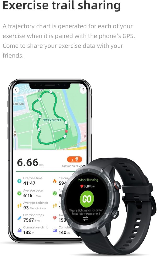 Mibro A2 Bluetooth calling With 1.39″ HD screen & Dual Straps - Black - Image 3