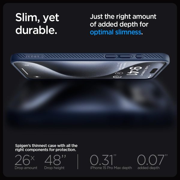 61lc3GJAXaL._AC_SL1200_ Apple iPhone 15 Pro Max Liquid Air Case by Spigen - ACS06563 - Navy Blue - Image 3