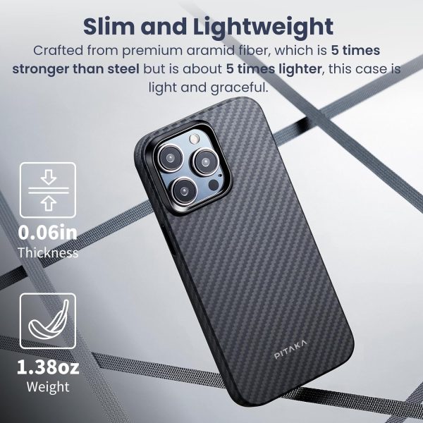 iPhone 15 Pro Max MagEZ Case Pro 4 Full Coverage Aramid Fiber Case - Black / Grey Twill - 1500D - Image 3