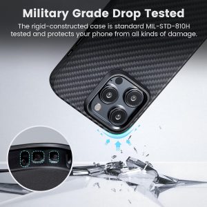 iPhone 15 Pro Max MagEZ Case Pro 4 Full Coverage Aramid Fiber Case - Black / Grey Twill - 1500D - Image 4