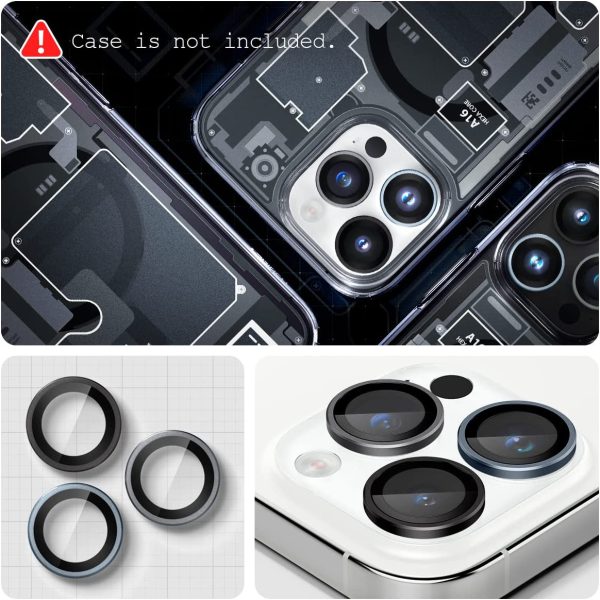Apple iPhone 15 Pro Max / 15 Pro / 14 Pro Max / 14 Pro Camera Lens Protector GlasTR EZ Fit Optik Pro  by Spigen - AGL06159 - ZeroOne - 2 PACK - Image 3