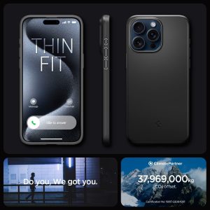 Apple iPhone 15 Pro Thin Fit Case by Spigen - ACS06686 - Black - Image 2