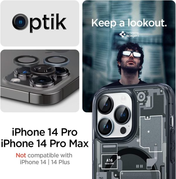 Apple iPhone 15 Pro Max / 15 Pro / 14 Pro Max / 14 Pro Camera Lens Protector GlasTR EZ Fit Optik Pro  by Spigen - AGL06159 - ZeroOne - 2 PACK - Image 2