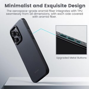 iPhone 15 Pro Max MagEZ Case Pro 4 Full Coverage Aramid Fiber Case - Black / Grey Twill - 1500D - Image 6