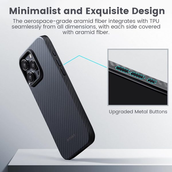 iPhone 15 Pro Max MagEZ Case Pro 4 Full Coverage Aramid Fiber Case - Black / Grey Twill - 1500D - Image 6