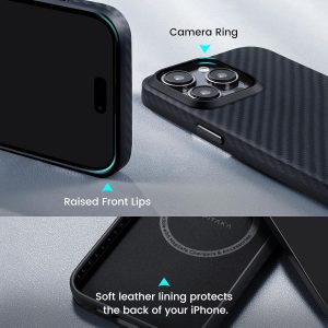 iPhone 15 Pro Max MagEZ Case Pro 4 Full Coverage Aramid Fiber Case - Black / Grey Twill - 1500D - Image 7