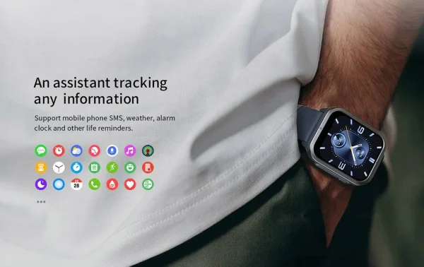 Mibro C3 Bluetooth Calling Watch  With 1.85″ HD screen & Dual Straps - Black - Image 3