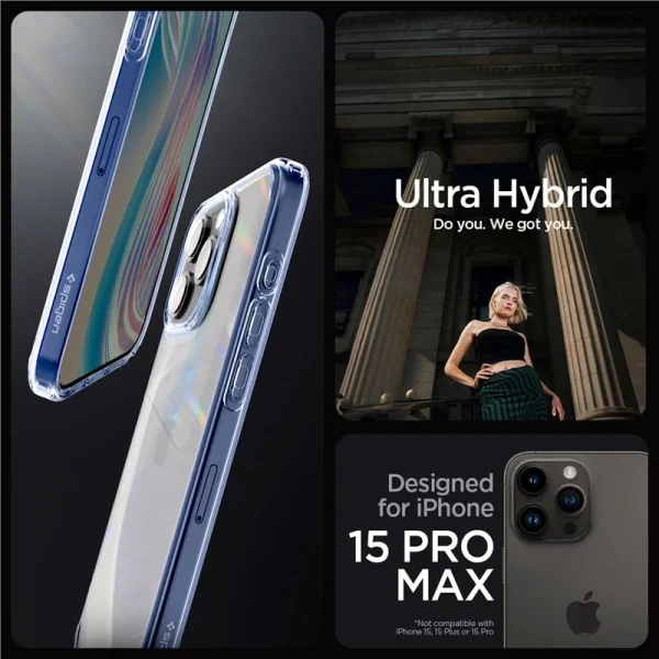 Apple iPhone 15 Pro Max Ultra Hybrid Case by Spigen - ACS07046  - Sky Crystal - Image 5