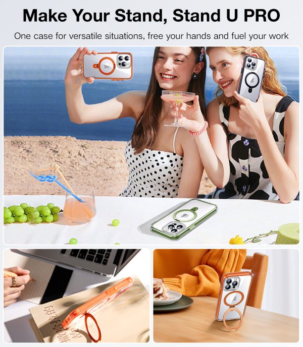 iPhone 15 Pro Max Torras Ostand SS Shockproof Case with Stand - Black - Image 3