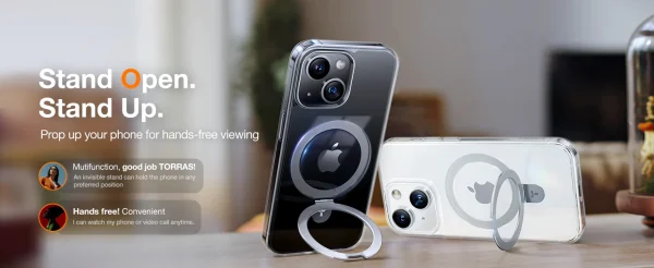 iPhone 15 Pro Torras UPRO Ostand Magsafe Phone Case with Stand - Clear - Image 5